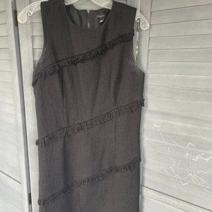 Size 8P Ann Taylor Black Fringe Detail Dress